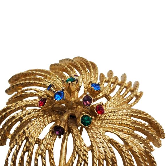 Sarah Coventry Fireworks Brooch Multi Color Rhinestone Starburst Celestial Pin - Picture 7 of 7